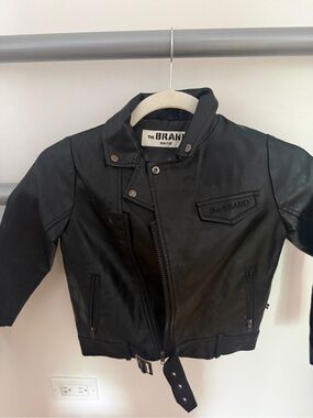 Kids' Black Faux Leather Moto Jacket